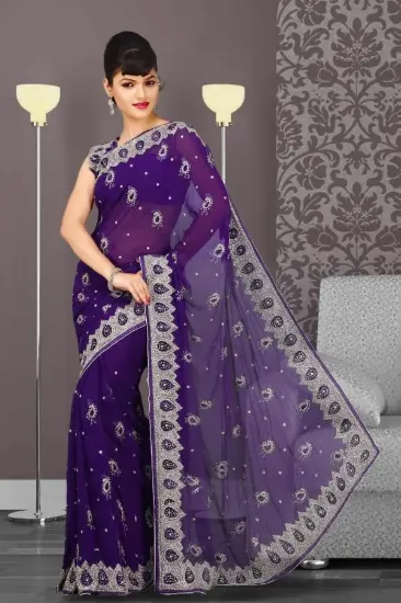 Picture of traditional indian bollywood zari border work grey bana