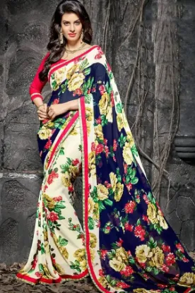 Picture of traditional indian clothing pure silk saree floral prin