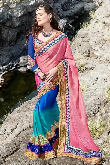 Picture of traditional indian maheshwari cotton silk with jori wor