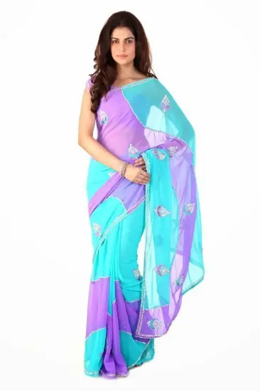 Picture of traditional indian saree georgette silk yd embroidered 