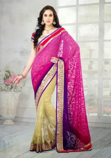 Picture of traditional indian saree silk blend bandhani printed p,