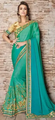 Picture of traditional pakistani saree fashion multi work georget,