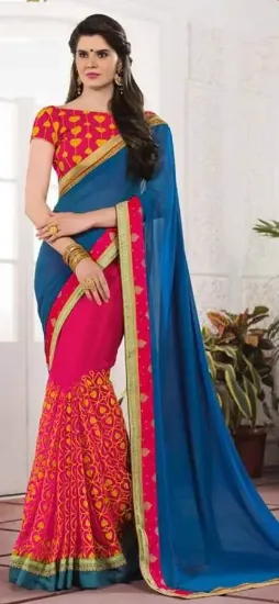 Picture of traditional saree beautiful hand work fancy wedding we,