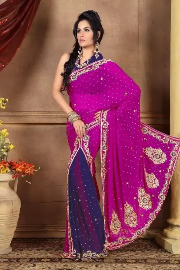 Picture of traditional woven saree handmade style women party wear