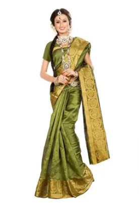 Picture of trandy indian art silk saree pakistani party wear desig