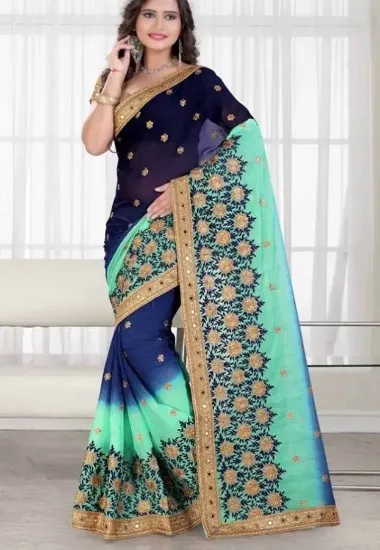 Picture of u sari indian women party partywear evening saree trad,