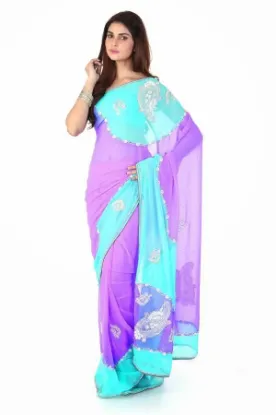 Picture of uppada fancy soft silk saree jari grand pallu work doub