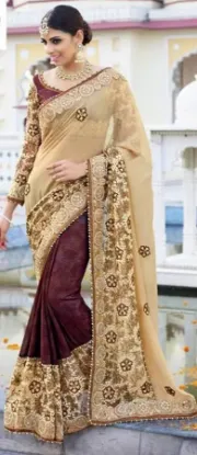 Picture of wedding bollywood embroidery fancy designer sari india,