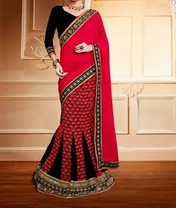 Picture of wedding saree designer wear indian sari festival women,