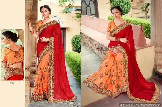 Picture of wedding saree dress georgette beautiful hand work de,e1