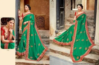 Picture of wedding shaded saree indian ethnic georgette embroider,