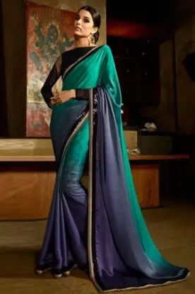 Picture of wedding shaded saree indian ethnic georgette embroidery