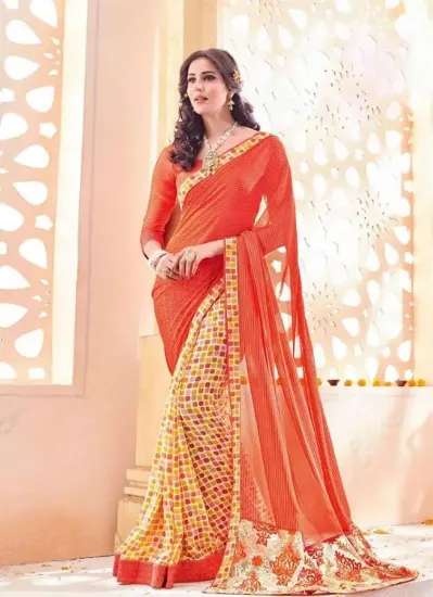 Picture of wedding wear beautiful orange pink tussar silk saree pa