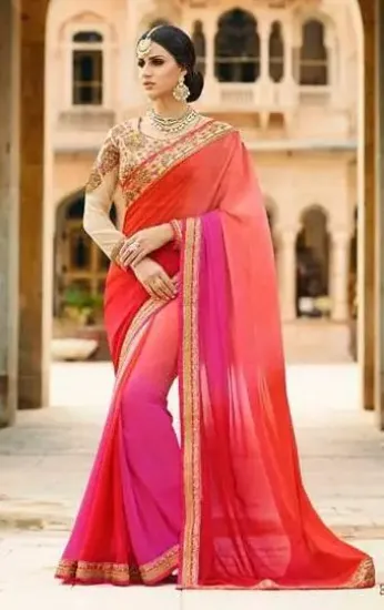 Picture of winsome georgette & net fancy border indian ethnic par,