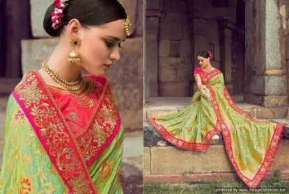 Picture of women dress designer saree green indian modest maxi gow