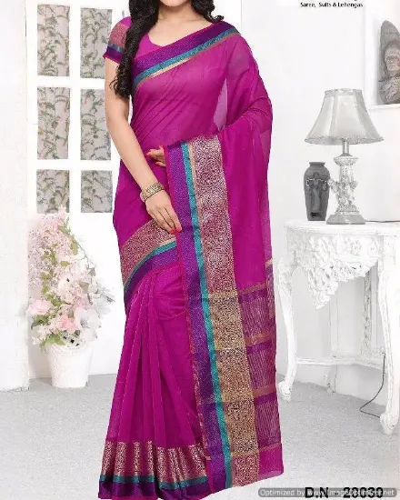 Picture of women ethnic saree nylon net fabric blouse stylist ind,