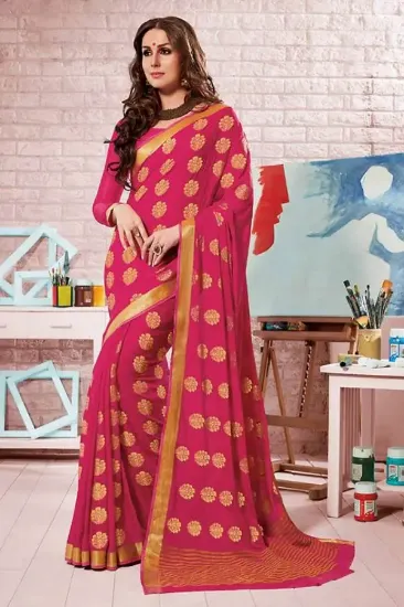 Picture of women indian sari georgette silk party wear woven vint,