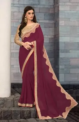 Picture of women saree georgette blend embroidered handmade style 