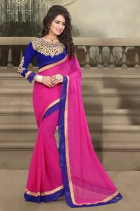 Picture of women's fashion embroidered saree handmade style bollyw