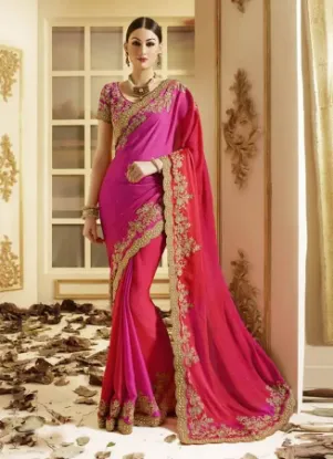 Picture of women's indian silk saree grand pallu full jari work mo