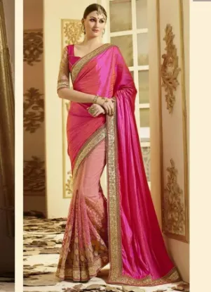 Picture of women's party wear self printed brocade saree heavy bor