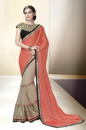 Picture of women's pure georgette handmade saree gotta work border