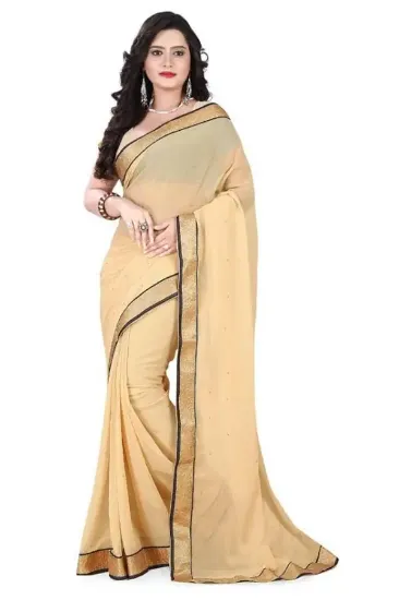 Picture of women's pure georgette saree handmade gotta border brid