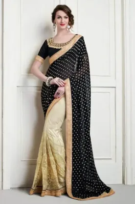 Picture of women's pure georgette saree handmade gotta work border