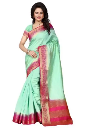 Picture of zari woven pure cotton handmade saree in maroon & brown