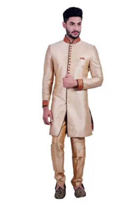 Picture of black indian wedding indowestern sherwani for men ,j46