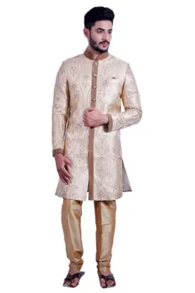 Picture of blue indian wedding indowestern sherwani for men ,j60