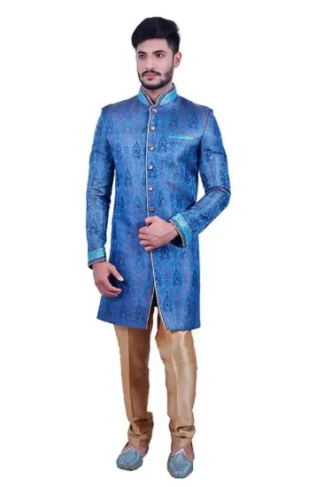 Picture of blueberry indian wedding indowestern sherwani for men ,