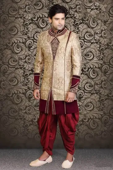 Picture of burnt orange indian wedding indowestern sherwani for me