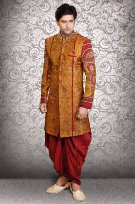 Picture of charming indian wedding fog colour sherwani for men ,j8