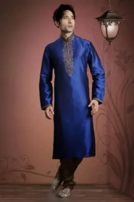 Picture of cotton linen mens kurta pyjama pakistani style wedding 