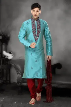 Picture of dark brown indian wedding indowestern sherwani for men 