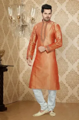 Picture of debonair indian wedding gold sherwani for men ,j300