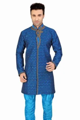 Picture of ethnic men sherwani stole wedding cream dupatta silk in