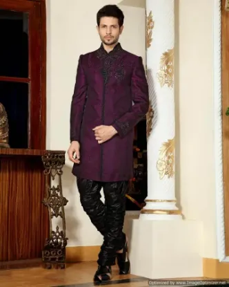 Picture of exquisite indian wedding cream sherwani for men ,j374