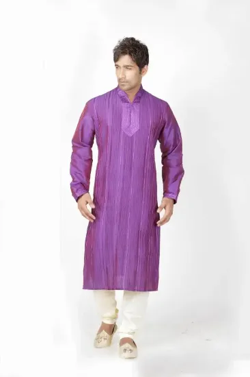 Picture of fancy off white brocade silk indian wedding sherwani fo