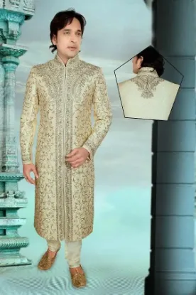 Picture of indian traditional wedding wear golden pakistani design